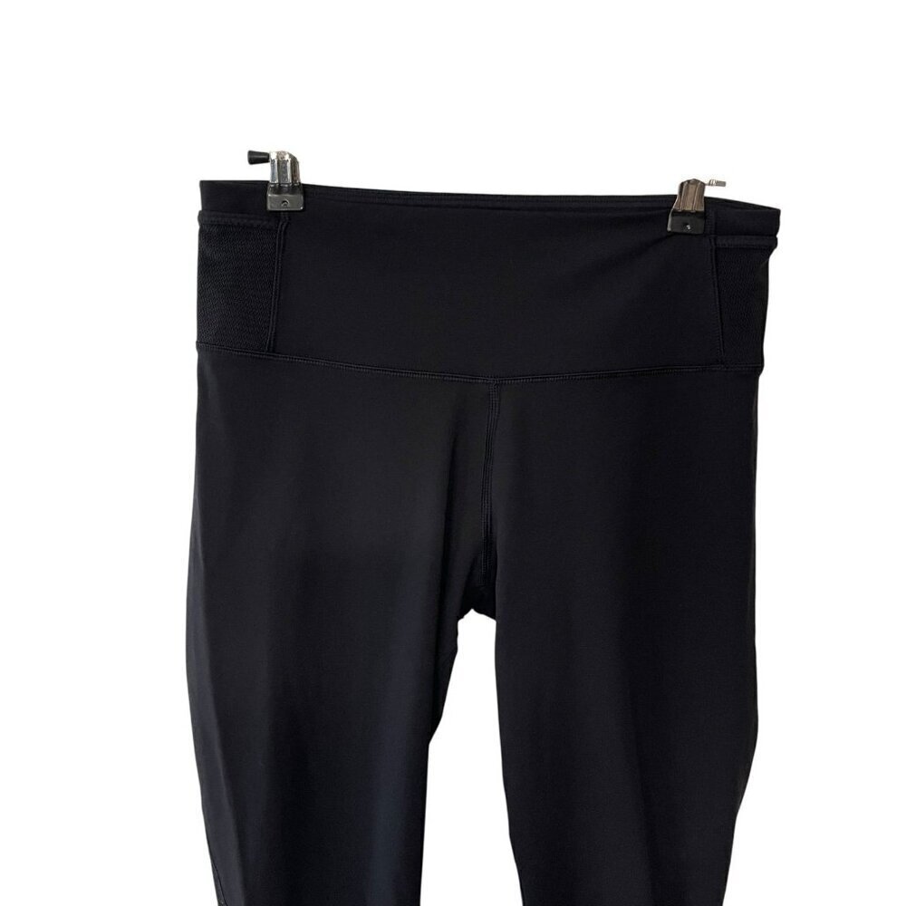 Lululemon Black Mesh Crop Athletic Running Yoga Leggings Women's Size 6 - Picture 3 of 10